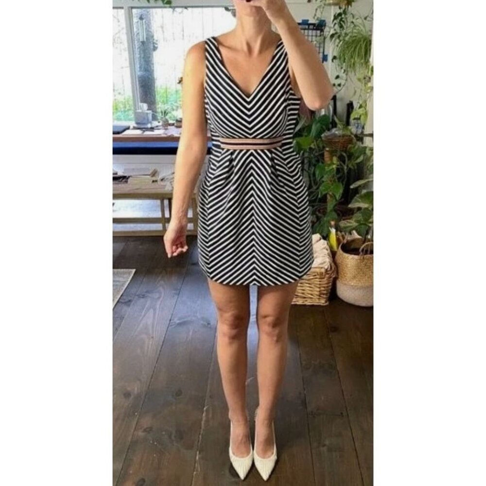 Anthropologie Womens Maeve Miltred Striped Nautical Dress Size 8 Blue SP NWOT